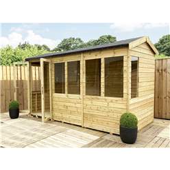 7ft X 9ft Reverse Pressure Treated Tongue & Groove Apex Summerhouse + Long Windows With Higher Eaves And Ridge Height + Toughened Safety Glass + Euro Lock With Key + Super Strength Framing