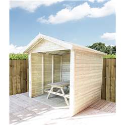 8ft X 7ft Premium Outside Dining Shelter / Smoking Shelter - Pressure Treated Tongue And Groove Apex - Includes 6ft Picnic Bench