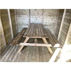 8ft X 7ft Premium Outside Dining Shelter / Smoking Shelter - Pressure Treated Tongue And Groove Apex - Includes 6ft Picnic Bench