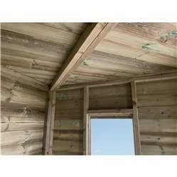 8ft X 8ft Corner Pressure Treated T&g Pent Summerhouse + Safety Toughened Glass + Euro Lock With Key + Super Strength Framing