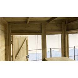 10ft X 6ft Pressure Treated Tongue And Groove Apex Summerhouse - Potting Summerhouse - Bench + Safety Toughened Glass + Euro Lock With Key + Super Strength Framing
