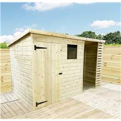 10ft X 3ft Pressure Treated Tongue And Groove Pent Shed With Storage Area + 1 Window