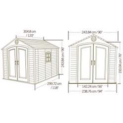 8ft X 10ft Life Plus Plastic Apex Shed With Plastic Floor + 1 Window (2.43m X 3.05m)