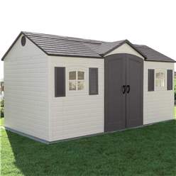 15ft X 8ft Life Plus Single Entrance Plastic Apex Shed With Plastic Floor + 2 Windows (4.57m X 2.43m)