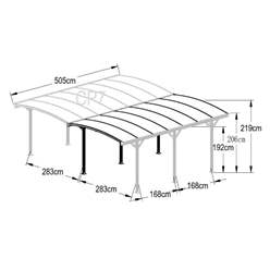 20ft X 16ft Aluminium Dual Curved Carport 