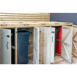 Quintet Redwood Pressure Treated Wheelie Bin Store - 140 Litre Bins