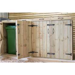 Quad Redwood Pressure Treated Wheelie Bin Store - 240/140/140/140 Litre Bins