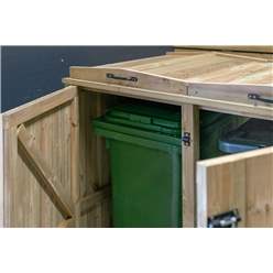 Quad Redwood Pressure Treated Wheelie Bin Store - 240/140/140/140 Litre Bins