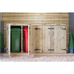 Quad Redwood Pressure Treated Wheelie Bin Store - 240/240/240/180 Litre Bins