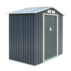 6ft X 4ft (2.01m X 1.21m) Double Door Metal Apex Shed - Dark Grey