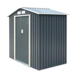 6ft X 4ft (2.01m X 1.21m) Double Door Metal Apex Shed - Dark Grey