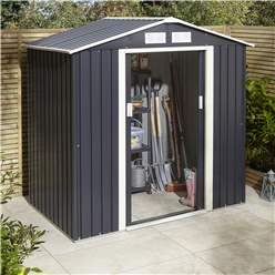 6ft X 4ft (2.01m X 1.21m) Double Door Metal Apex Shed - Dark Grey