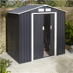 6ft X 4ft (2.01m X 1.21m) Double Door Metal Apex Shed - Dark Grey