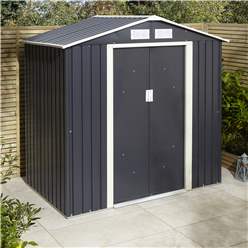 6ft X 4ft (2.01m X 1.21m) Double Door Metal Apex Shed - Dark Grey