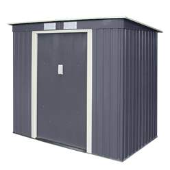 6ft X 4ft (2.01m X 1.21m) Double Door Metal Pent Shed - Dark Grey