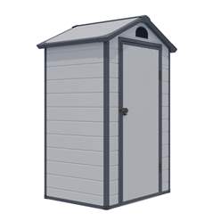 4ft X 3ft (1.34m X 1.04m) Single Door Apex Plastic Shed - Light Grey