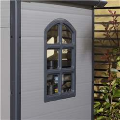 4ft X 3ft (1.34m X 1.04m) Single Door Apex Plastic Shed - Light Grey