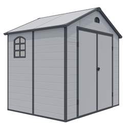 8ft X 6ft (2.42m X 1.92m) Double Door Apex Plastic Shed - Light Grey