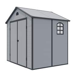 8ft X 6ft (2.42m X 1.92m) Double Door Apex Plastic Shed - Light Grey