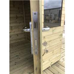 10ft X 14ft Pressure Treated Tongue & Groove Apex Summerhouse - Long Windows - With Higher Eaves And Ridge Height + Overhang + Toughened Safety Glass + Euro Lock With Key + Super Strength Framing
