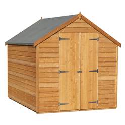 8ft X 6ft  (2.39m X 1.83m) - Super Value Overlap - Apex Wooden Garden Shed - Windowless - Double Doors