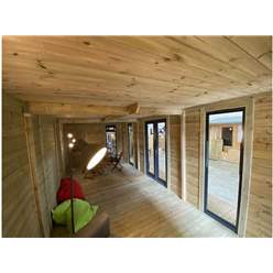 3m X 3m (10ft X 10ft) Executive Plus Insulated Pressure Treated Garden Office - Pvc French Doors And Windows - Increased Eaves Height - 64mm Insulated Walls, Floor And Roof + Free Installation