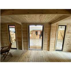 3m X 3m (10ft X 10ft) Executive Plus Insulated Pressure Treated Garden Office - Pvc French Doors And Windows - Increased Eaves Height - 64mm Insulated Walls, Floor And Roof + Free Installation
