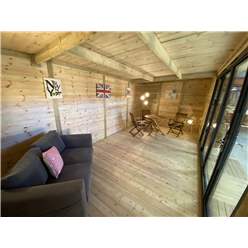 5m X 4m (16ft X 13ft) Deluxe Plus Insulated Pressure Treated Garden Office - Aluminium Fully Opening Bifold Doors - Increased Eaves Height - 64mm Insulated Walls, Floor And Roof + Free Installation