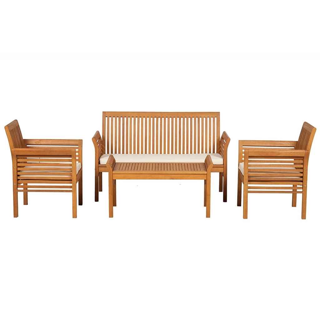 Shedswarehouse Garden Furniture Picnic Lounging Range 4 Shedswarehouse Garden Furniture Picnic Lounging Range 4 Seater Manhattan Wood Coffee Set Inc Ivory Seat Cushions Free Next Working Day