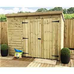 7ft X 6ft Windowless Pressure Treated Tongue & Groove Pent Shed + Double Doors