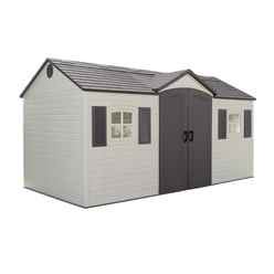 15ft X 8ft Life Plus Single Entrance Plastic Apex Shed With Plastic Floor + 2 Windows (4.57m X 2.43m)