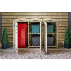 Wheelie Bin & Recycling Box Triple Chest Store - 1 X Wheelie Bin + 4 X Recycling Boxes