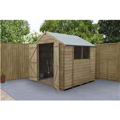 7ft X 7ft (2.2m X 2.1m) Pressure Treated Overlap Apex Wooden Garden Shed With Double Doors And 2 Windows - Modular