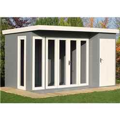 12ft X 8ft (3.59m X 2.39) - Premier Pent Wooden Summerhouse - 4 Windows - Double Doors - 12mm T&g Walls - Floor - Roof