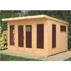 12ft X 10ft (3.59m X 2.99m) - Premier Pent Wooden Summerhouses - 6 Windows - Double Doors - 12mm T&g Walls - Extra Strength Floor 16mm T&g