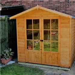 Installed 7ft X 5ft (1.55m X 2.05m) - Premier Wooden Summerhouse - Double Doors - 12mm Tongue And Groove Floor Installation Included