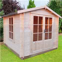 2.4m X 2.4m Premier Apex Log Cabin With Double Doors And Side Window + Free Floor & Felt (19mm)