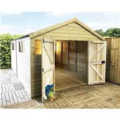 15ft X 10ft Premier Pressure Treated T&g Apex Workshop + 6 Windows + Higher Eaves & Ridge Height + Double Doors (12mm T&g Walls, Floor & Roof) + Safety Glass Windows + Super Strength Framing