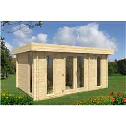 4.7m X 3.2m Log Cabin - Double Glazing (28mm Wall Thickness) - 3 Single Windows - Double Doors + Internal Wall And Single Door - *flash Reduction - Fast Delivery