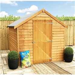 8ft X 6ft  (2.39m X 1.83m) - Pressure Treated - Super Value Overlap - Apex Wooden Garden Shed - Windowless - Single Door