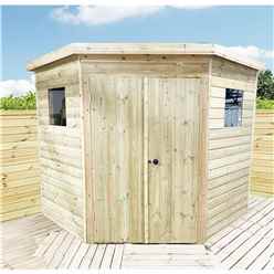 9ft X 9ft Corner Pressure Treated T&g Pent Workshop + Safety Toughened Glass + Euro Lock With Key + Super Strength Framing