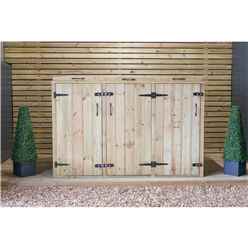 Triple Redwood Pressure Treated Wheelie Bin Store - 240/240/140 Litre Bins