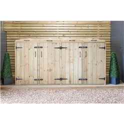 Quad Redwood Pressure Treated Wheelie Bin Store - 240/140/140/140 Litre Bins