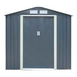 6ft X 4ft (2.01m X 1.21m) Double Door Metal Apex Shed - Dark Grey
