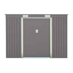 8ft X 4ft (2.61m X 1.21m) Double Door Metal Pent Shed - Light Grey