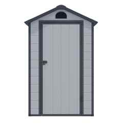 4ft X 3ft (1.34m X 1.04m) Single Door Apex Plastic Shed - Light Grey