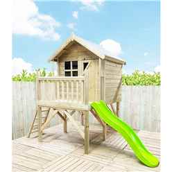 5ft X 7ft Jake Wooden Tower Platform Playhouse With Slide, Apex Roof, Single Door And Window