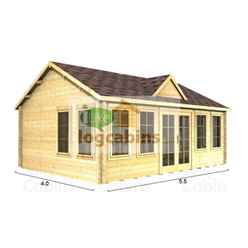 5.5m X 4.0m Premier Cordon Log Cabin - Double Glazing - 44mm Wall Thickness