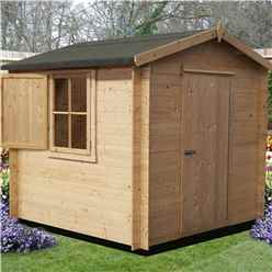2m X 2m Premier Apex Log Cabin With Single Door And Window Shutter + Free Floor & Felt (19mm)