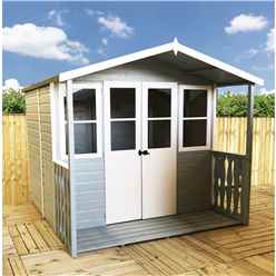 7ft X 7ft (2.05m X 1.55m) -  Premier Wooden Summerhouse - Double Doors - Side Windows - 12mm T&g Walls & Floor
